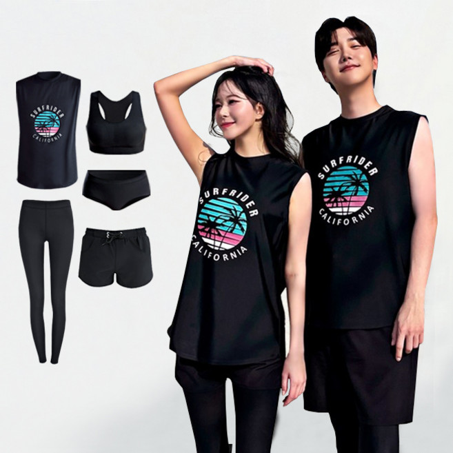 서프라이더 남녀 상하의 풀세트(남4종/여5종) 민소매 래쉬가드 빅사이즈 (상의+하의+레깅스+이너) /SURFRIDER