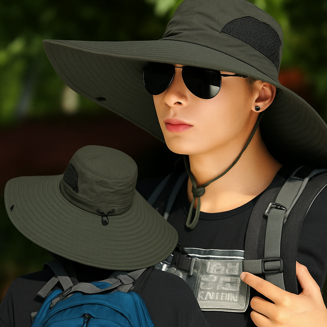 쉐잇미 햇빛차단 와이드 챙넓은 모자, 포레스트카키