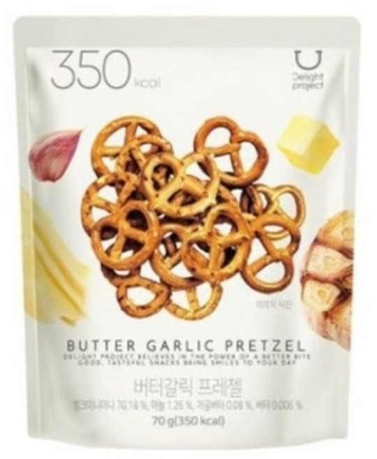 딜라이트 프로젝트 프레첼 스낵 70g | 버터갈릭, 3개