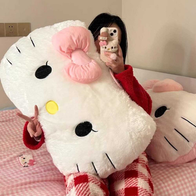 안고자는베개 바디배개 롱베개 수면 바디필로우 다리배개 긴배개 배게 헬로키티, 레드 리본  80cm