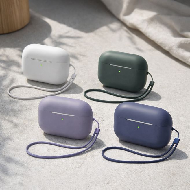 에어팟프로 실리콘 케이스 + 핸드스트랩 포함, 1개, 화이트, 에어팟 프로3