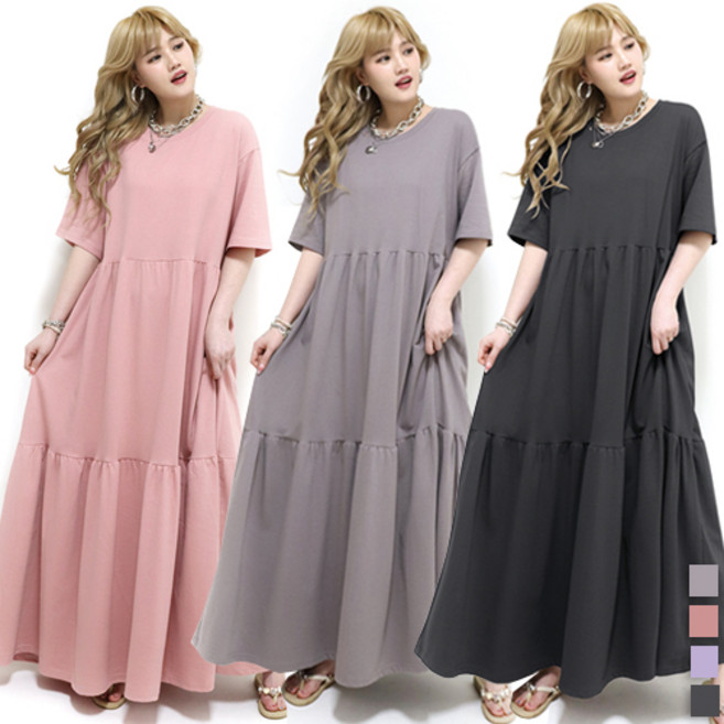 통통마녀 ] 캉캉 반팔 원피스 4컬러 / 빅사이즈 / 3XL