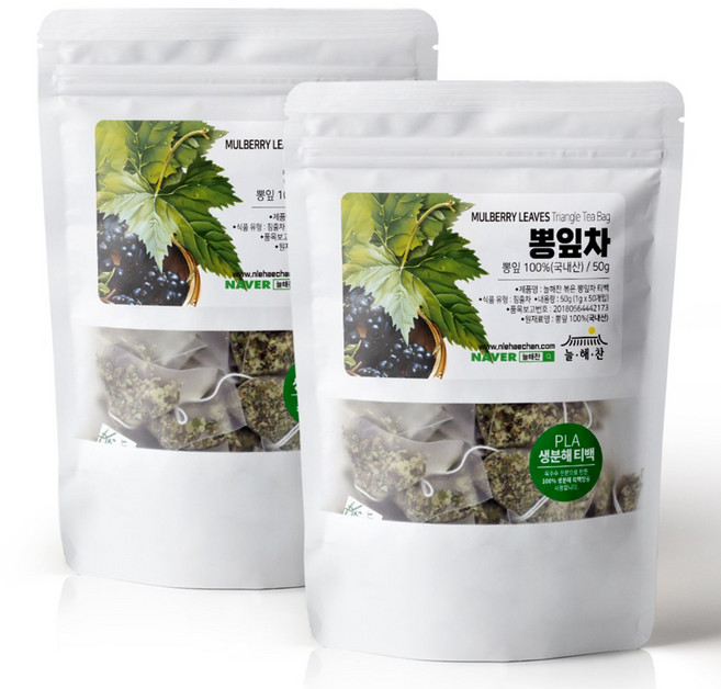 늘해찬 볶은 국산 뽕잎차 티백 전통차 허브차 삼각티백 대용량, 50개입, 2개
