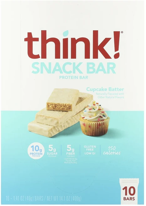 지금 곧 품절됩니다 Think 스낵 프로틴바 컵케이크 배터 바 10개 개당 40g(1.41oz) 서둘러주시면 감사하겠습니다, Think스낵프로틴바컵케이크배터바10개개당40g141o, 40g - 쿠팡