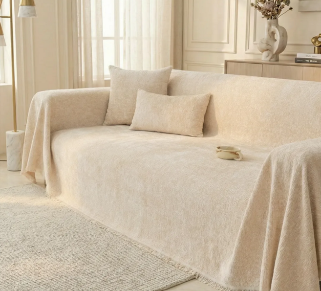 엔레스 고정밀착 버터촉감 감성컬러 3/4인용 소파커버, 1개, 베이지