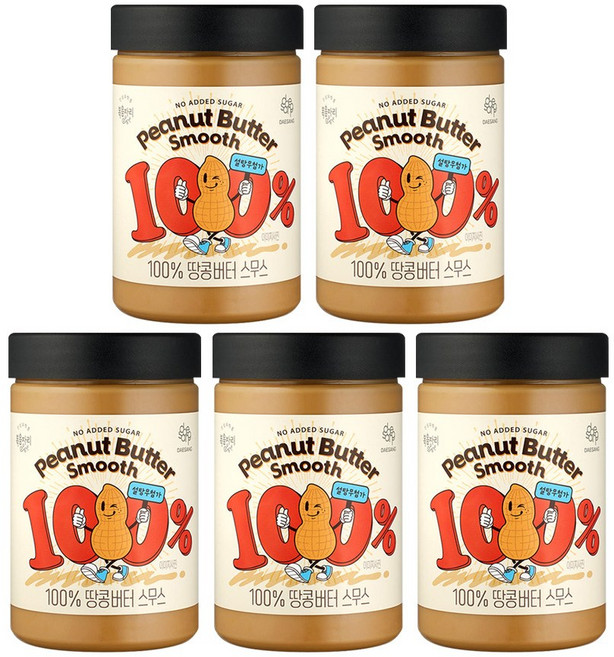 복음자리 100% 땅콩버터 스무스, 280g, 5개
