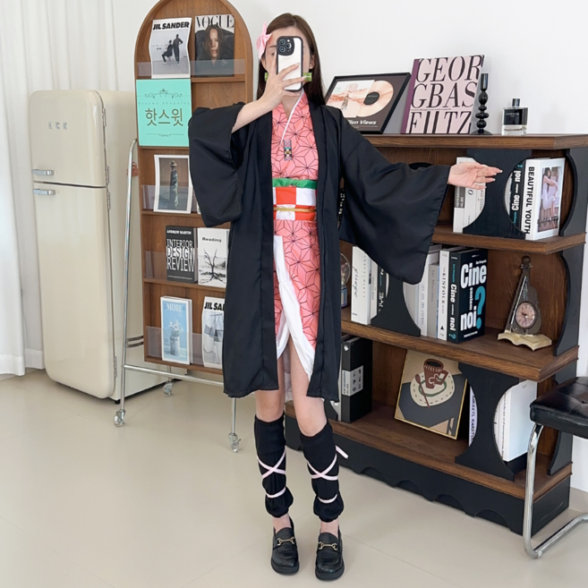 핫스윗 귀멸의 칼날 네즈코 여성 코스프레 의상 풀세트 할로윈 파티 성인용