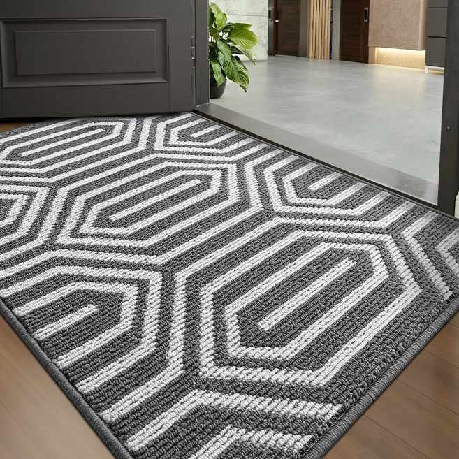 DEXI 1개 바닥 출입구 발판 매트 웰컴 현관 미끄럼방지 발매트 도어매트 패턴 베란다 신발장, A 그레이