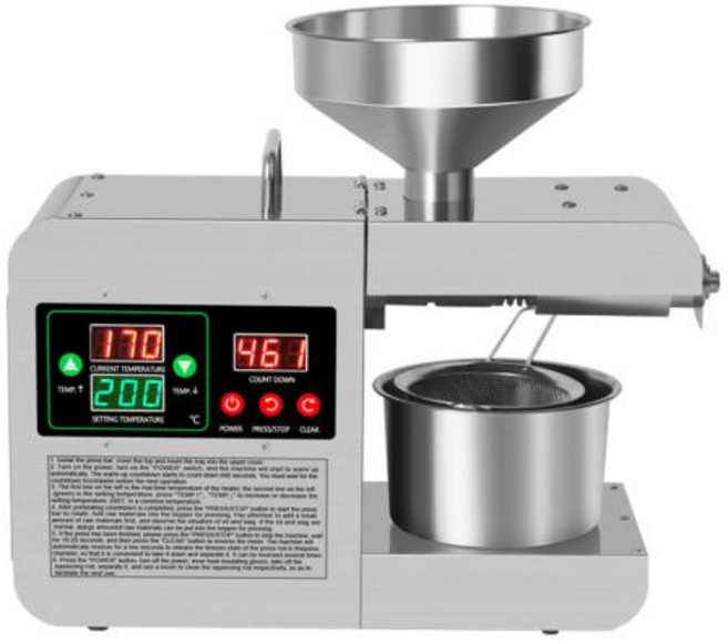 기름짜는기계 착유기 X8S 지능형 온도 제어 오일 프레스 820W 소형 가정용 상업용 수제 땅콩, 220v