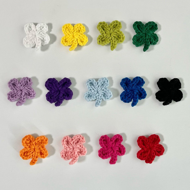 뜨개 네잎클로버 헤어핀 핸드메이드 머리핀 집게핀