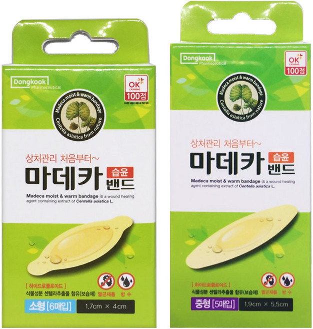 동국제약 마데카습윤밴드 소형 6매입X1개 + 중형 5매입X1개, 1세트