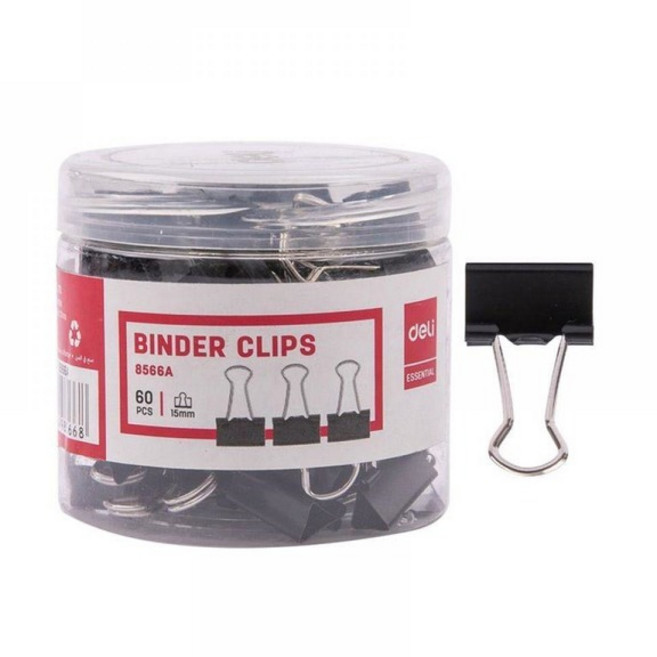 DELI 델리 블랙 더블클립 집게 6호 60입 15mm (데스크