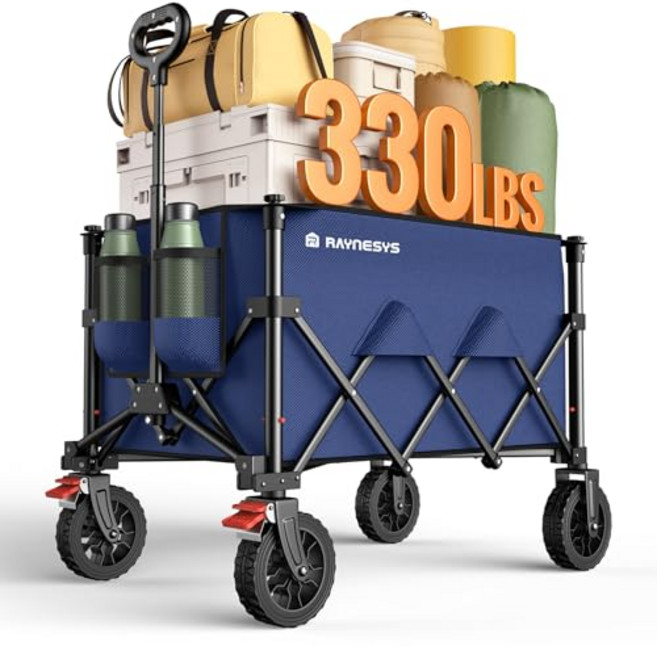 Wagon Carts Foldable 180L Collapsible Foldable Wagon with 330lbs Weight Capacity Heavy Duty Uti