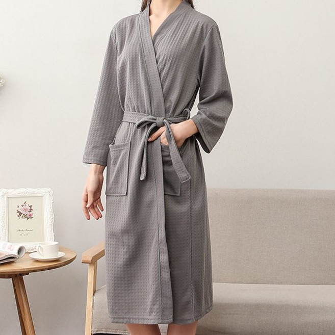 딜라이트홈 흡수력좋은 부들 와플 프리미엄 호텔가운 샤워가운, 그레이 여성용, 1개