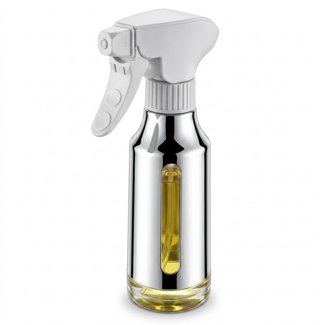 YITUMU 오일 스프레이용기 360도 회전 노즐 정량 에어프라이어 유리 기름병 주방 양념통, 1개, 180ml