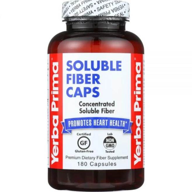 Yerba Prima Soluble Fiber Capsules 180-Count - Natural Dietary Supplement Formula Non-GMO Glute, 1개, 180정 - 쿠팡