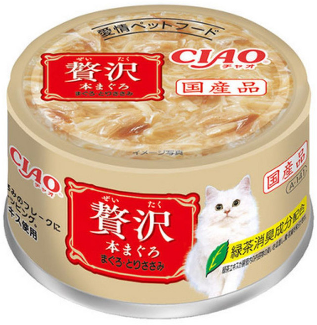 CIAO 貓罐頭, 1個, A-141奢華系列（鮪魚+雞肉）, 80g