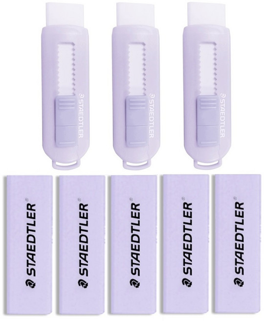 스테들러 슬라이딩 컬러 지우개 + 리필 5p 세트, 파스텔 퍼플 3개+리필 5개, 1세트