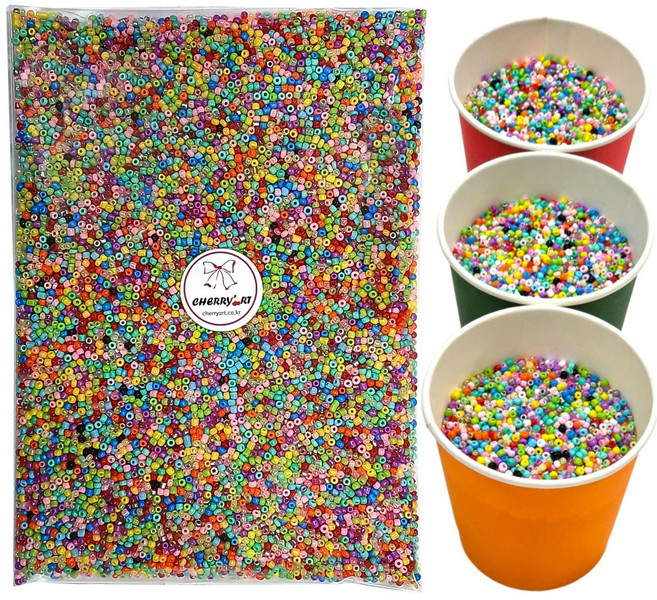 체리아트 2mm 시드비즈 30색 혼합 대용량 벌크 500g 약 34000알 학교 공방 단체 수업용, Mix, 1개