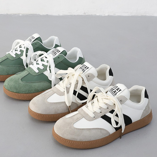 나린 사이드 더블 라인 컬러 콤비믹스 독일군st 둥근코 스니커즈 운동화(3.0cm) 잇슈