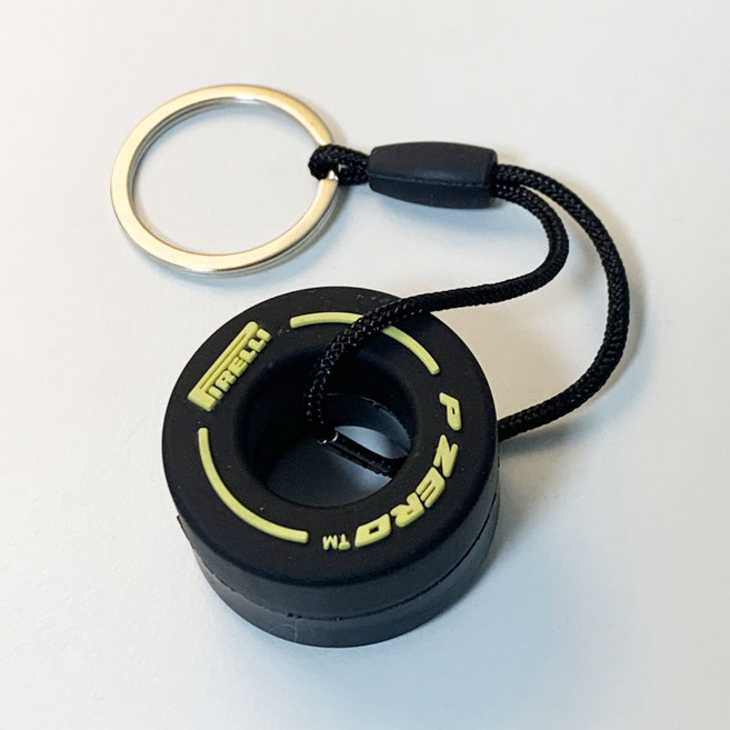 리빙릿 F1 타이어 키링 모터스포츠 키홀더 레이싱 굿즈 키체인, 1개, 옐로우