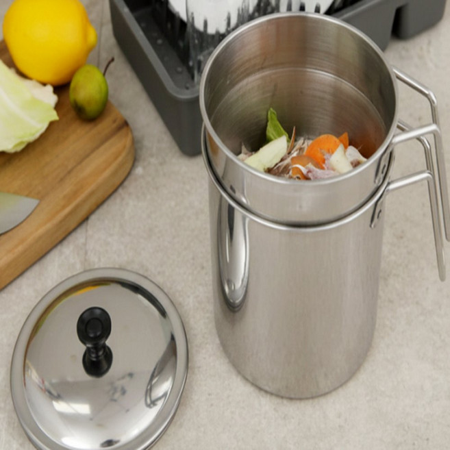 로로이 스텐 음식물 쓰레기통 2L 스텐물빠짐음식물쓰레기통