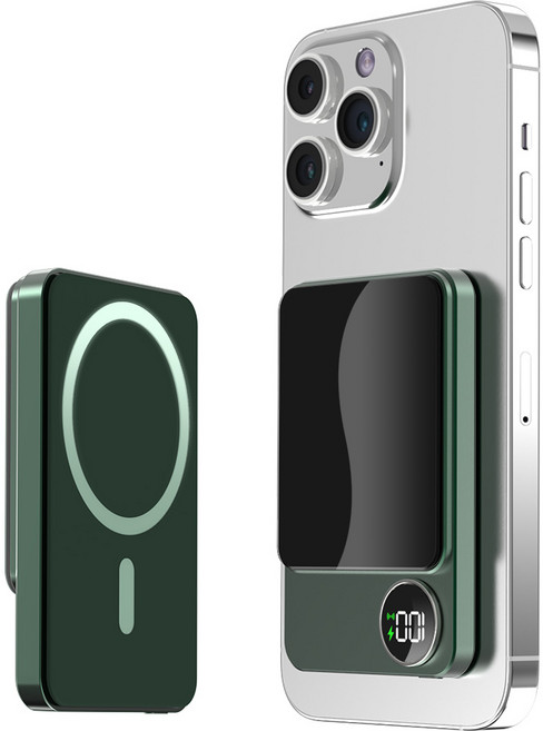 대용량 15W무선충전 PD22.5W QC3.0 맥세이프 호환 맥세이프보조배터리 10000mAh, 그린, 009