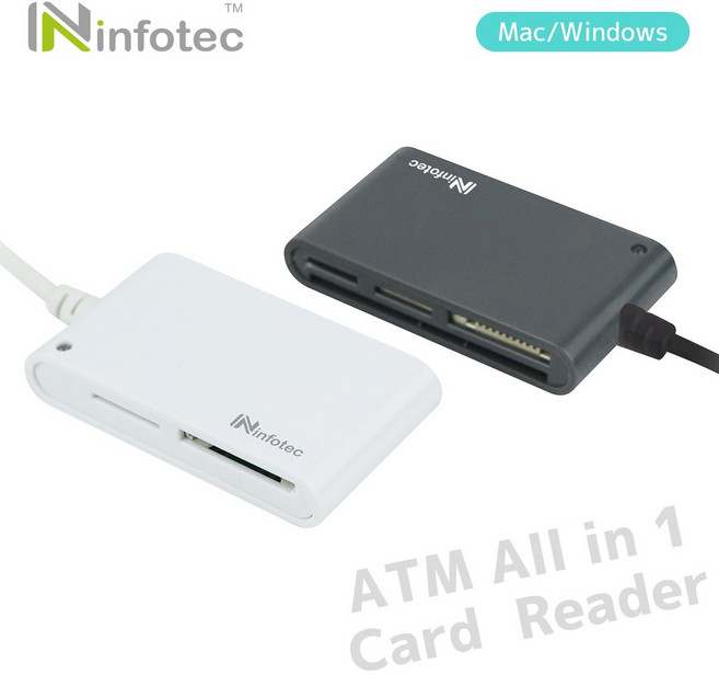YoYo 3C infotec IC103 ATM 多合一 記憶卡 晶片讀卡機, 鐵灰, 1個