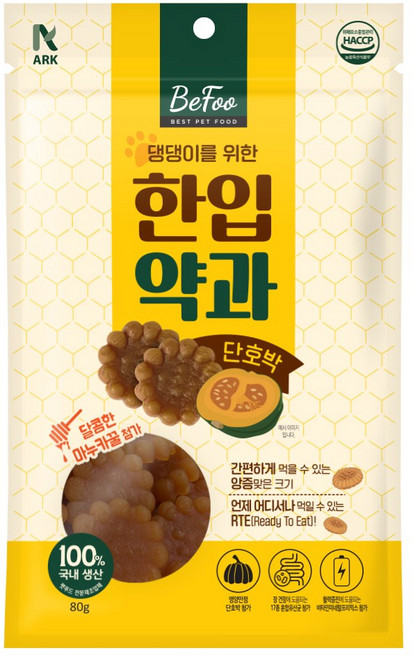 베푸 강아지 한입약과 간식, 단호박, 80g, 1개
