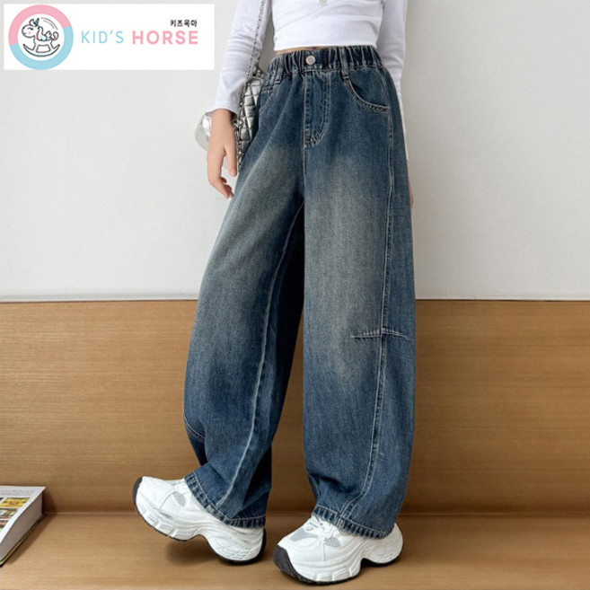 키즈목마 여아 커브드 핏 데님 팬츠 초등학생 초등생 트렌디 곡선라인 청바지 869