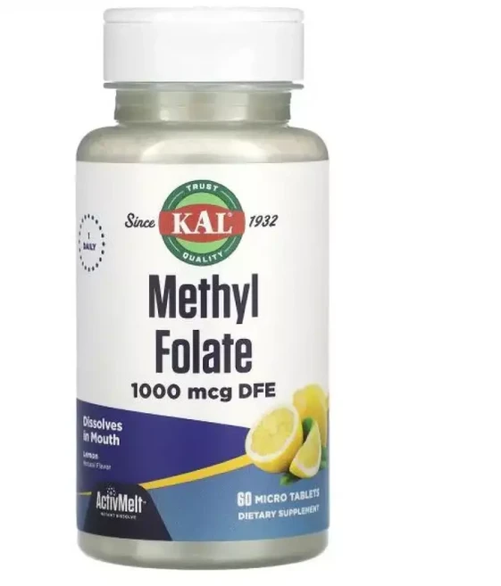 칼 활성 엽산 1000mcg DFE 60정 레몬 Methyl Folate, 1개 - 쿠팡