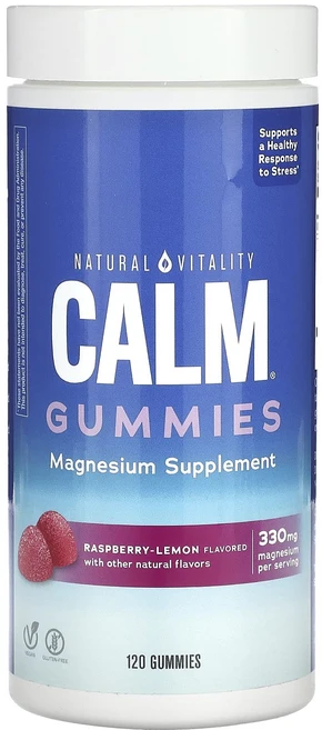 몸관리하세요 겨울입니다 Natural Vitality CALM 구미젤리 마그네슘 보충제 라즈베리-레몬 구미젤리 120개(구미젤리 1개당 82.5mg) 특별관리진행, 1개 - 쿠팡