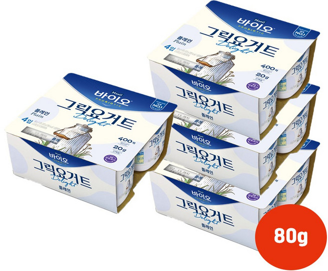 매일바이오 그릭요거트 딜라이트 플레인80g(4입)x4개/냉장무료배송, 80g, 16개