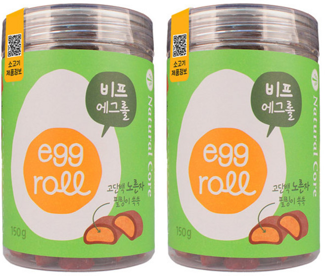 네츄럴코어 비프 에그롤 150gX2개 강아지간식 노즈워크 칭찬간식, 150g, 2개, 비프+에그롤