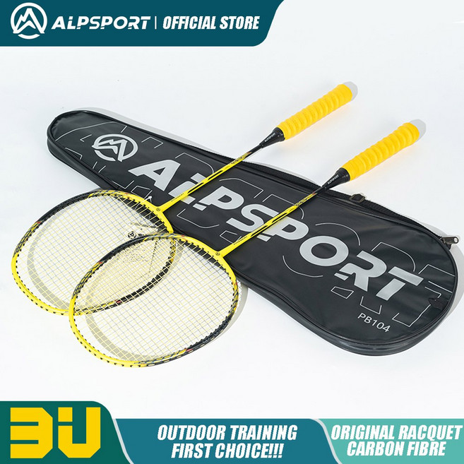 배드민턴 ET RR 카본 POWER 하이텐션 2개 공격 위한 라켓 RA G5 포장 손잡이 챔피언십을 ALPSPORT 1개 22LBS BADM 모델 가방 3U, 2PCS Yellow Bagged