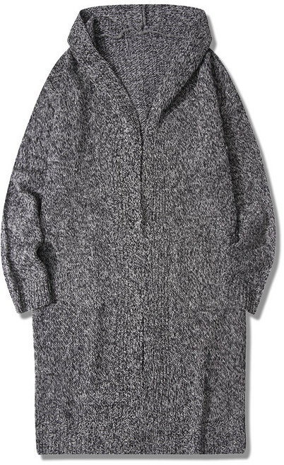 일루소 롱 후드 니트 가디건