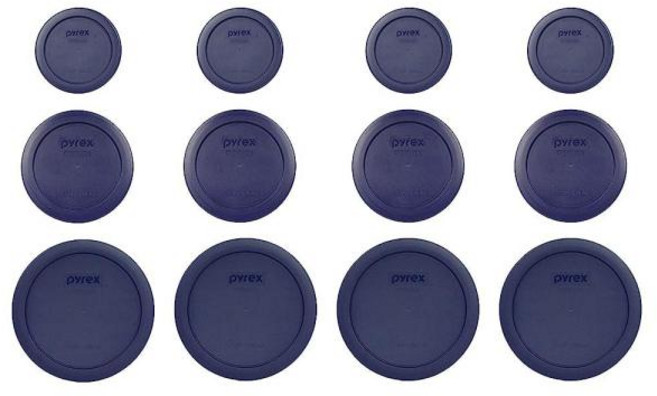 파이렉스 Pyrex 4 7200-PC 2컵 4 7201-PC 4컵 4 7202-PC 1컵 블루 식품 보관 뚜껑 - 미국 제조