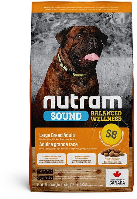 紐頓 Nutram S8 均衡健康系列 +蘋果 大型成犬 狗飼料, 11.4kg, 1個, 雞