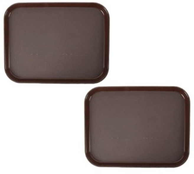 데일리찬 국산 고급 업소용 논슬립 쟁반 직사각 원형, 브라운, 2개
