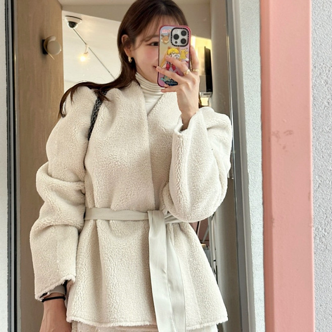 국내생산 양털 리버시블 가죽 퍼프 무스탕 양면 자켓