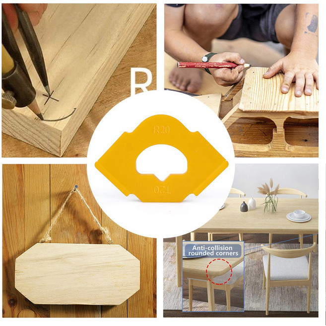 [호툴즈] 목공용 코너 라운딩 템플릿 4개세트/4in1 라우터 코너 지그 도구 반경 직각 루터, 옐로우, 1