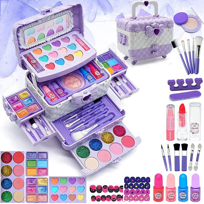 ROKKES 여아용 아동용 메이크업 세트 - 만 3-4세 세트 놀이 키트 Maquillaje para Niñas 어린 소녀를 위한 최고의 장난감 공주 유아 어린이 용품