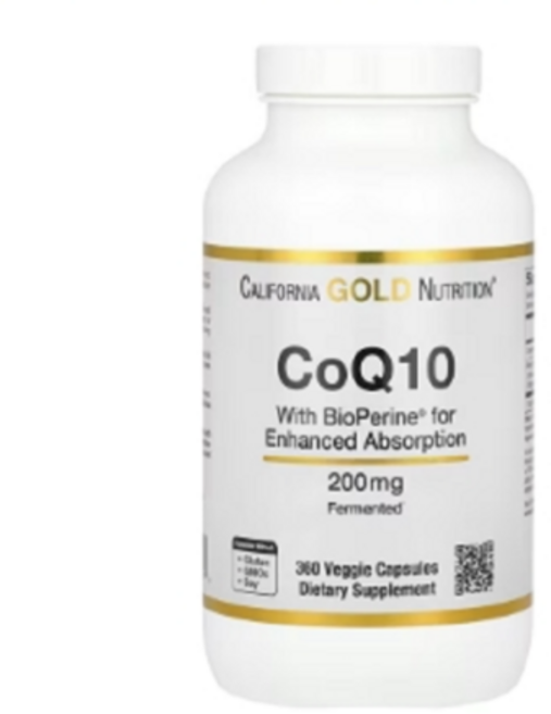 캘리포니아 골드 뉴트리션 바이오페린이 함유된 CoQ10 USP 200 mg 360캡슐, 1개
