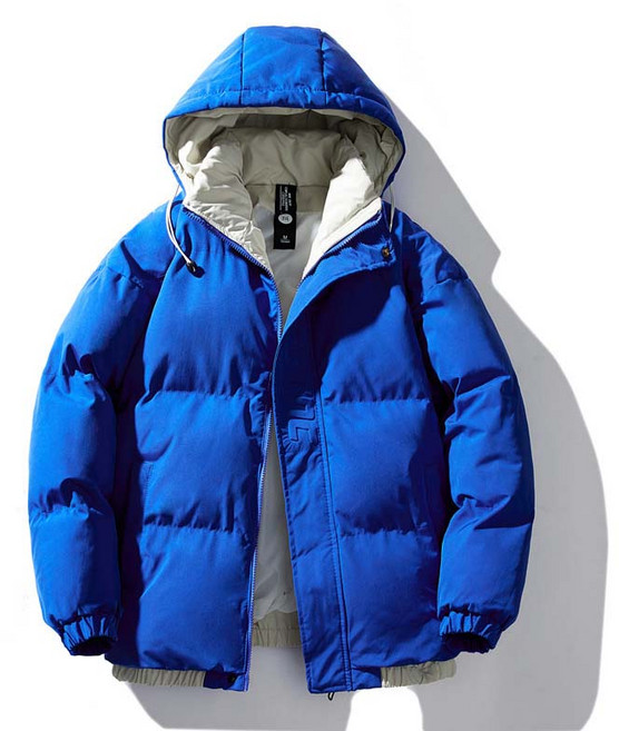 TIMEPURE 가을겨울 남성용 후디 패딩 자켓 컬러블록 루즈핏 두꺼운 보온 다운 패딩 캐주얼 데일리 아우터 코트