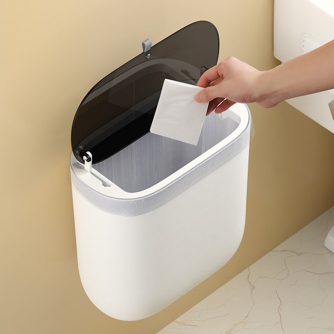 탑이지몰 고급형 화장실 틈새 휴지통 벽걸이형 쓰레기통, 화이트