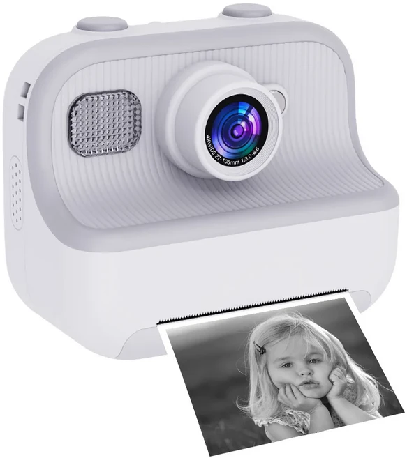 즉석 카메라 전후면 듀얼 셀피 키즈 1080P 비디오 휴대용 여행용 프린트 디지털 장난감 소년 소녀용, 04 White (no Card)