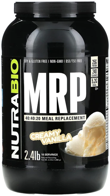 뉴트라바이오 NutraBio MRP 40:40:20 Meal Replacement Creamy Vanilla 2.4 lb 1 096 g, 뉴트라바이오 NutraBio, MRP 40:40:20, 1개 - 쿠팡