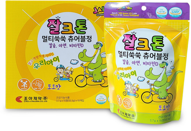 조아제약 잘크톤 멀티쑥쑥 츄어블정 유아비타민 포도맛 파우치형, 150정, 1개