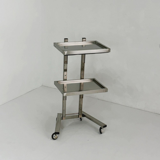 누스NOUS 미용 접이식 시술 츄레이 미용실 트레이 커트 정리대 웨건, 2단, 실버(스테인레스)