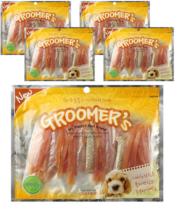그루머스 육포 사사미 기호성 좋은 애견 강아지 영양 건강 대용량 간식, 400g, 5개, 슬라이스 사사미